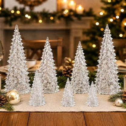 8 Pcs Clear Acrylic Christmas Tree Set - Tabletop Holiday Decor