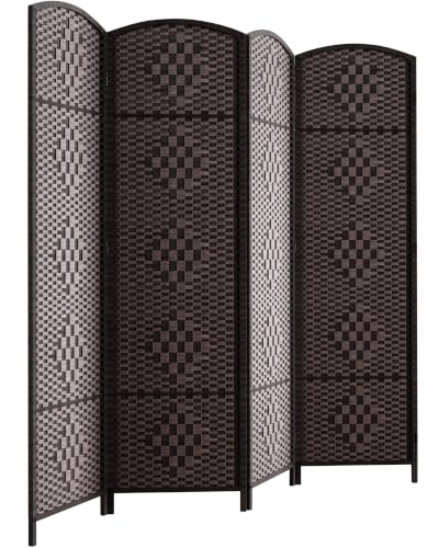 Room Divider 4-Panel Wall Partition - Mocha Brown, Full Height Folding Screen