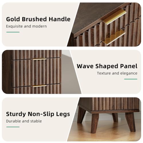 13'' W Fluted Narrow End Table with 3 Drawers - Dark Walnut (Variation of THIS listing)