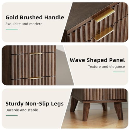 13'' W Fluted Narrow End Table with 3 Drawers - Dark Walnut (Variation of THIS listing)