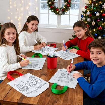 Coloring Bags for Kids with Markers - Christmas 24 Pack
