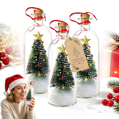 Blue Recordable Christmas Tree Ornament with Message Bottle - Voice Greeting Decor