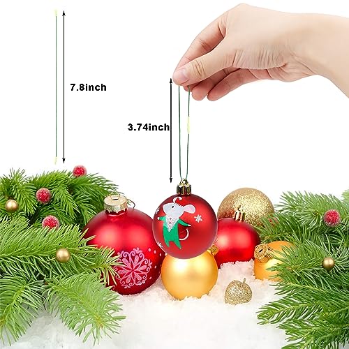 Green Christmas Ornament String Hanger - 200 Pcs, 7.9 Inch Holiday Decoration Hooks