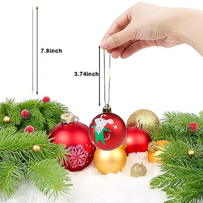 Green Christmas Ornament String Hanger - 200 Pcs, 7.9 Inch Holiday Decoration Hooks