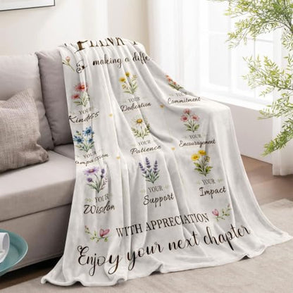Coworker Retirement Gift Blanket 50 x 60 Inch White Farewell Throw