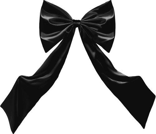 Coquette Large Satin Bow - 24 x 42 Inches | Giant Black Ribbon Tie for Room Decor & Party Backdrop