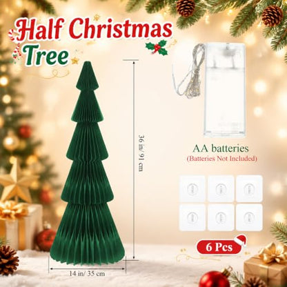 Wall-Mounted 3FT Christmas Tree with LED Lights, Honeycomb Paper Decor