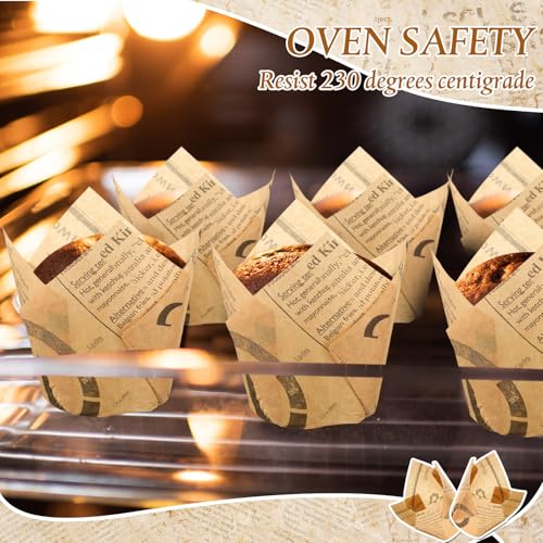 800 Pieces Newspaper Print Tulip Cupcake Liners for Baking - Standard Size Greaseproof Wrappers for Weddings Birthday Party Christmas - Variation of THIS listing