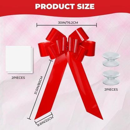 Big Car Bow - 30 Inch Giant Gift Bow for Birthdays, Christmas, Weddings | Large Red Car Decoration