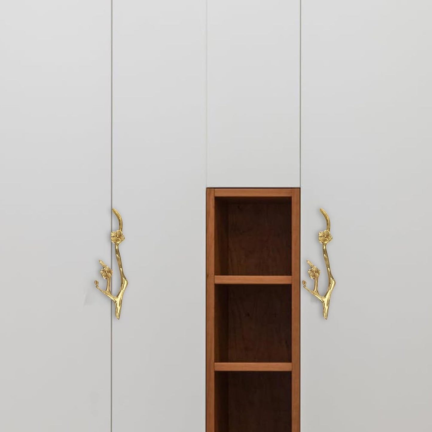 Uonlytech Brass Flower Branch Cabinet Handle - 5.91 Inch Decorative Pull for Drawers & Doors