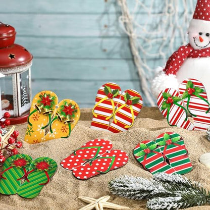 Christmas Wooden Slipper Ornaments - Beach & Hawaiian Style Holiday Decor