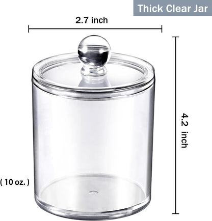 SheeChung Clear Acrylic Qtip Holder - Shatterproof Bathroom Organizer Canister for Cotton Swabs & Balls