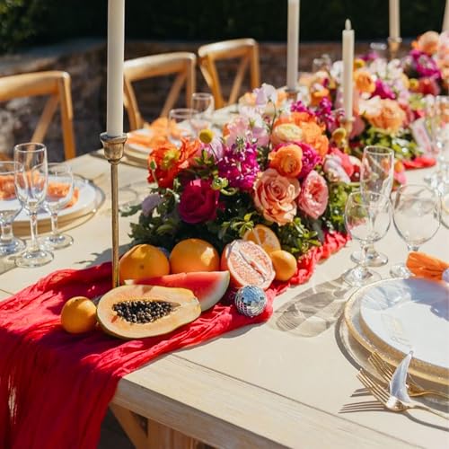Showgeous Red Cheesecloth Table Runner 17 x 108 Inch - 8 Pack - Wedding & Party Decor