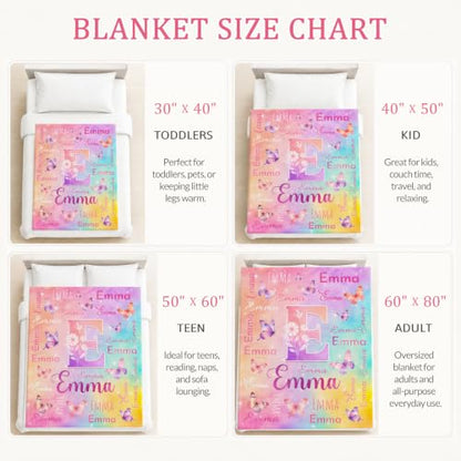 Personalized Butterfly Blanket for Girls - Multicolor Custom Throw