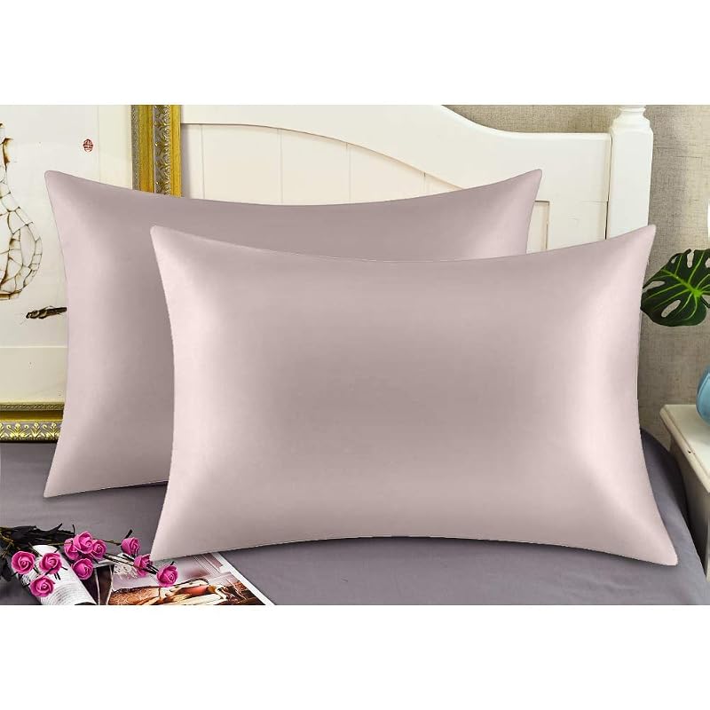 Jocoku 100% Mulberry Silk Pillowcases Set of 2 – King Apricot Gray Variation
