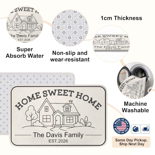 Personalized Front Door Mat - Custom Family Name Rug Set - Family Variation