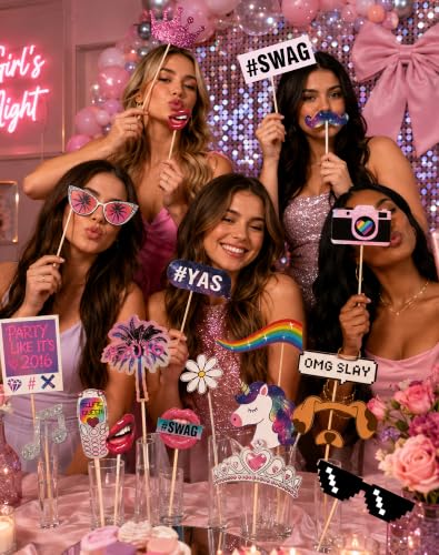 22PCS Nostalgia Party Photo Booth Props Set for 2016 Celebration