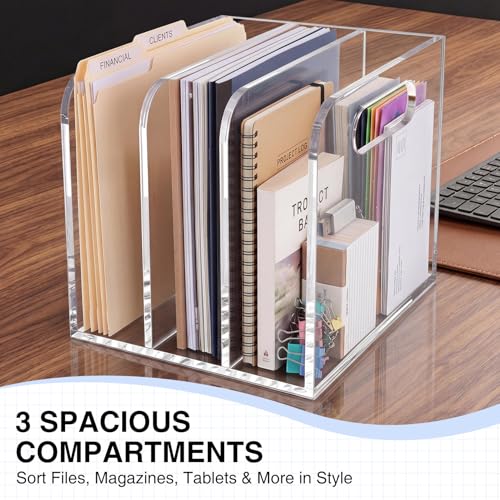 Space-Saving Clear Acrylic Desktop Organizer - Modern Office Shelf - Transparent-3