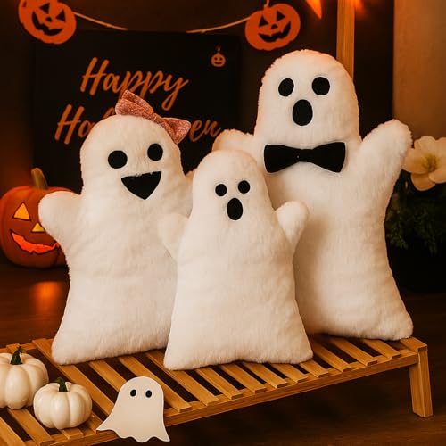 Halloween Ghost Throw Pillows Set - Plush Decorative Cushions for Home & Party