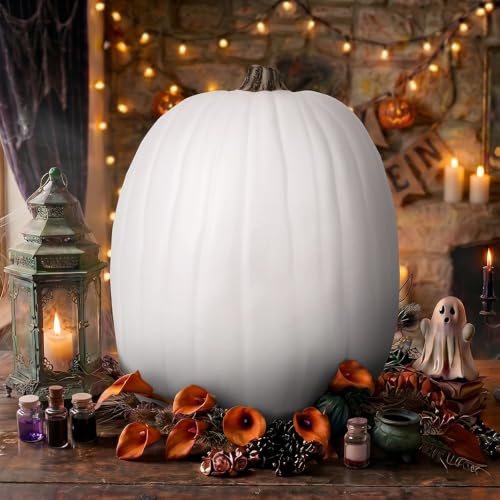 Cream Craft Pumpkin 13in for Fall Halloween Thanksgiving Personalization