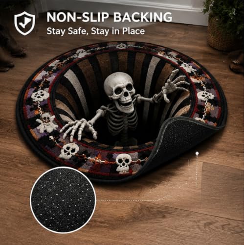 Halloween 3D Optical Illusion Rug Ghost Skeleton Pumpkin Decor - Variation F