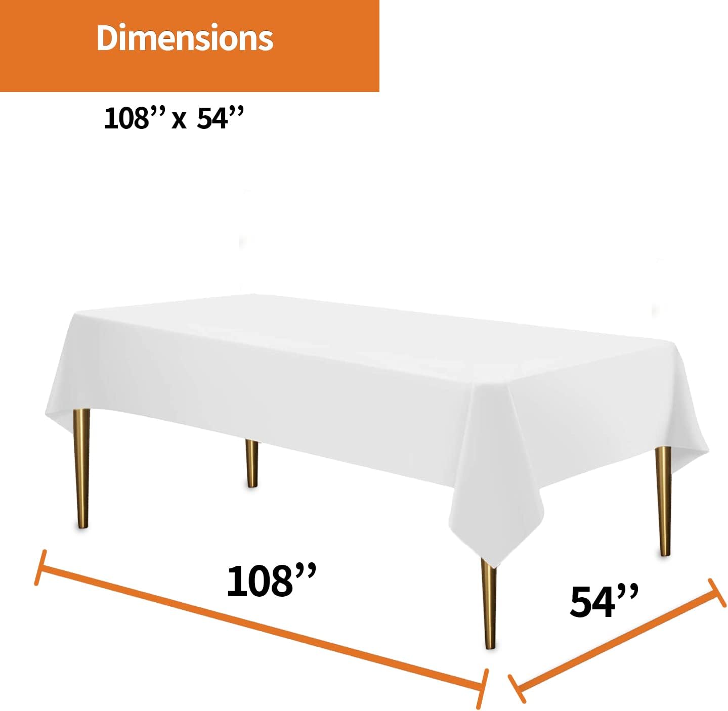 Party Dimensions White Disposable Plastic Tablecloth - 12 Pack for Rectangle Tables | 54 x 108 Inches, Perfect for Events & Weddings