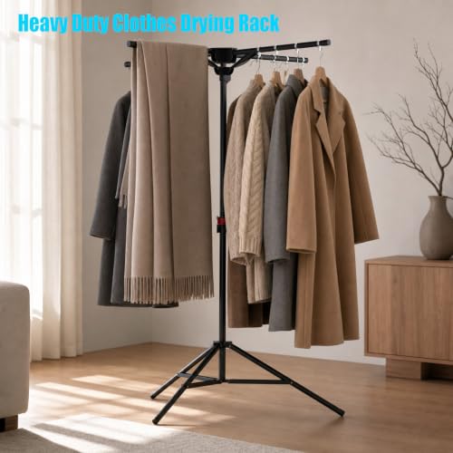 Portable Clothes Drying Rack with 4 Bars - Foldable Space Saver Black