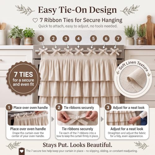 Farmhouse Linen Blend Oven Skirt Curtain for Kitchen Decor - Variations of Linen Blend