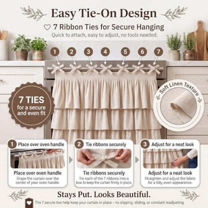 Farmhouse Linen Blend Oven Skirt Curtain for Kitchen Decor - Variations of Linen Blend