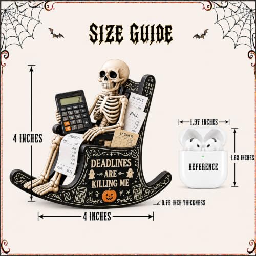 Halloween Skeleton Desk Decor - 4-Inch Funny Office Gift for Accountant - Variation of THIS listing
