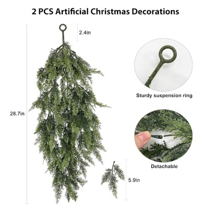 Artificial Cedar Christmas Teardrop Swag Set - 29 Inch Holiday Decor