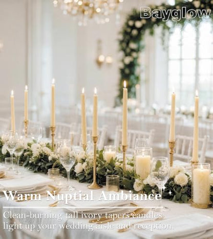 Ivory Taper Candles - 12 Pack, 10 Inch Unscented Dripless Home Decor