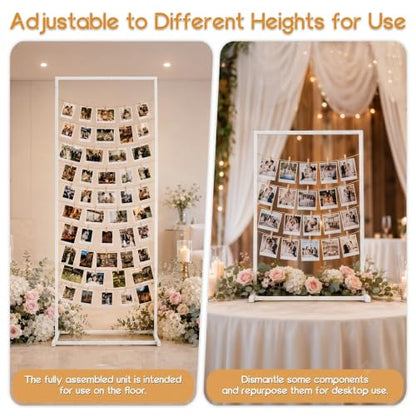 White Photo Display Board Holder - Adjustable Metal Picture Collage Stand