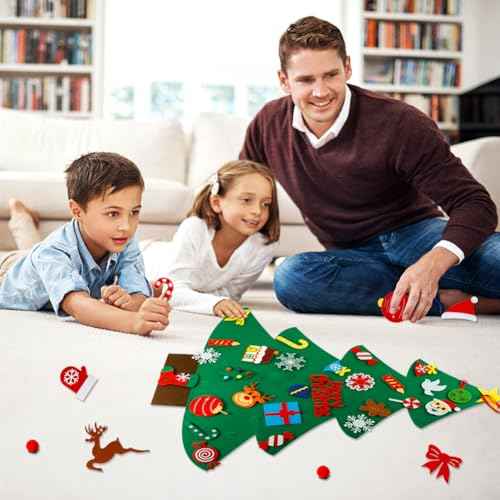 Advent Calendar 2025, Felt Christmas Tree for Kids Advent Calendar Countdown with 40 pcs DIY Xmas Tree Detachable Ornaments and String for Xmas Decorations Gift for Toddlers