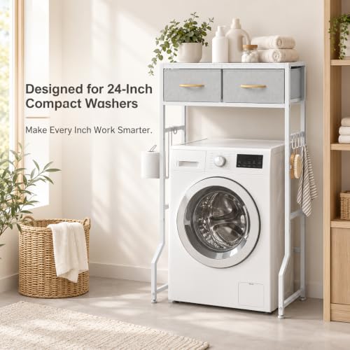 Over the Toilet Storage Shelf Short 2-Tier Bathroom Organizer White