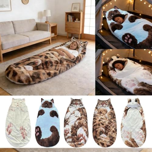 Giant Cat Shaped Sleeping Bag for Adults - Cat A - Plush Lounge Blanket