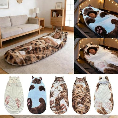 Giant Cat Shaped Sleeping Bag for Adults - Cat A - Plush Lounge Blanket