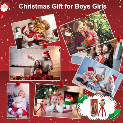 Kids Christmas Santa LED Flashlight with 8 Color Modes & Songs - Foldable Octopus Stand, Holiday Gift