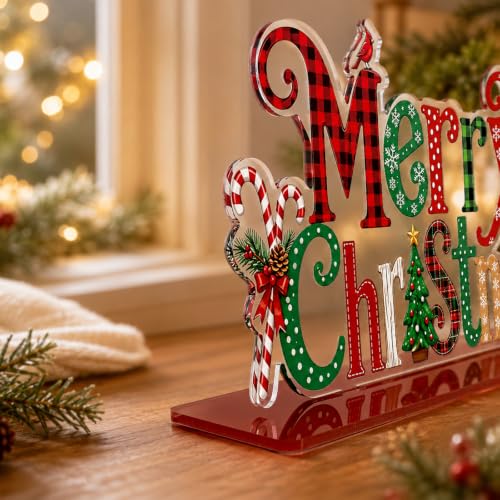 Christmas Acrylic Table Sign Indoor Holiday Decor Snowman