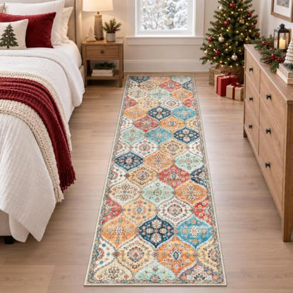 Orange 2x6 Non-Slip Hallway Runner Rug - Washable Low Pile Floor Mat