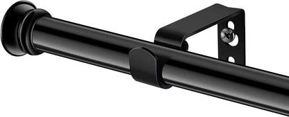 Skiennix Decorative Black Curtain Rod - Easy Install for Windows 30" to 45" | 5/8 Inch Size