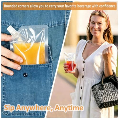 40 Pack 8oz Plastic Travel Bottles with Funnels and Flexible Juice Bags
