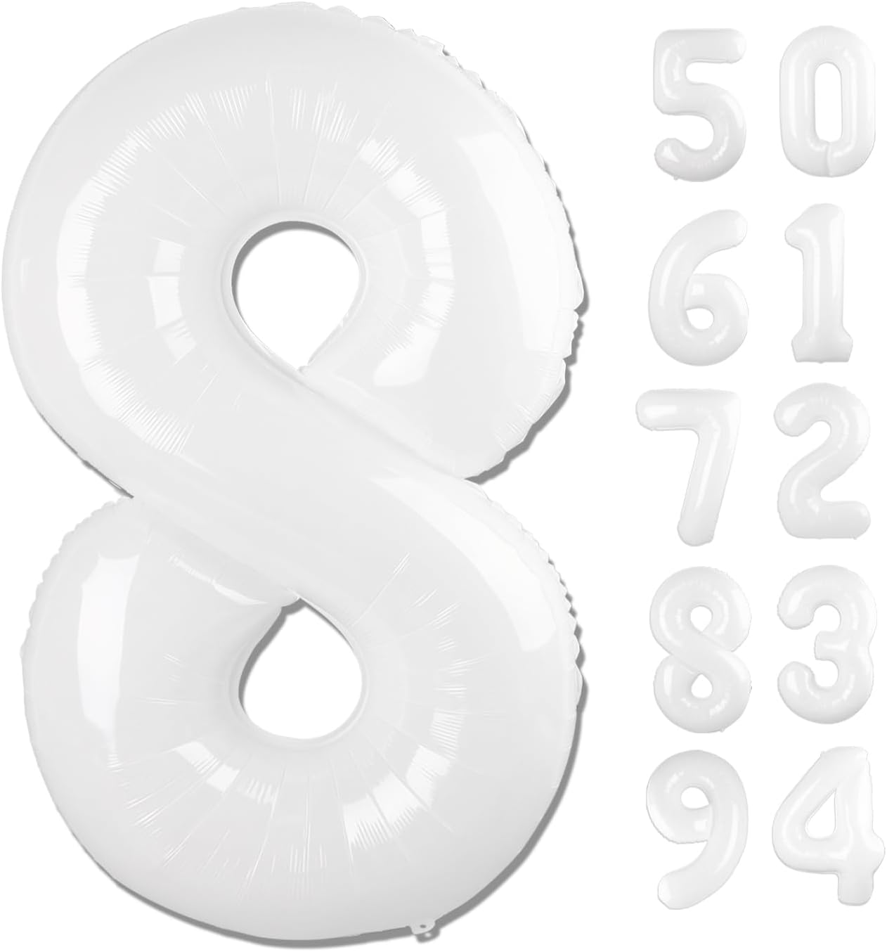 Translucent Number 8 Balloon - 40 Inch White Birthday Decoration for Boys & Girls