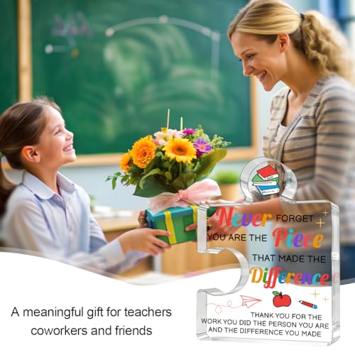 Teacher Appreciation Acrylic Puzzle Gift - Than Made the Difference - 4x4 Inch