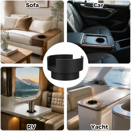 BOXOB Couch Cup Holder Insert - Universal Sofa Cup Holder Adapter for Most Sofas, Black (Variation 1)