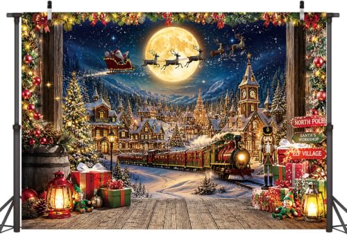 Christmas North Pole Backdrop 10x8FT Christmas Village Photography Background