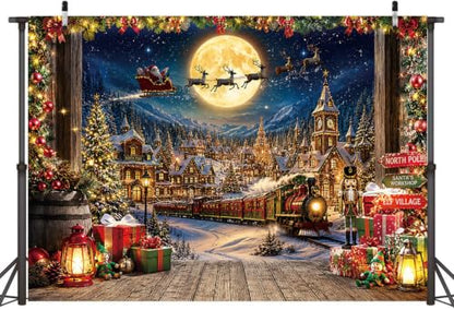 Christmas North Pole Backdrop 10x8FT Christmas Village Photography Background