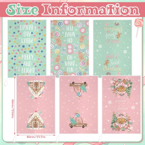Pink & Green Pastel Gingerbread Christmas Kitchen Towels Set - Candy Land Design