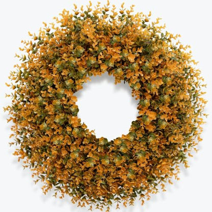 28 Inch Fall Boxwood Wreath for Front Door Decoration - Orange