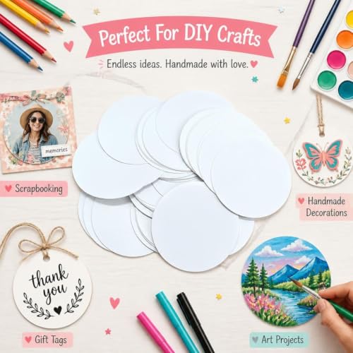25mm Round Cardboard Paper Circles - 100 DIY Craft Discs for Drawing Painting